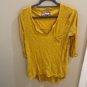 Elegant Mustard V-Neck Blouse